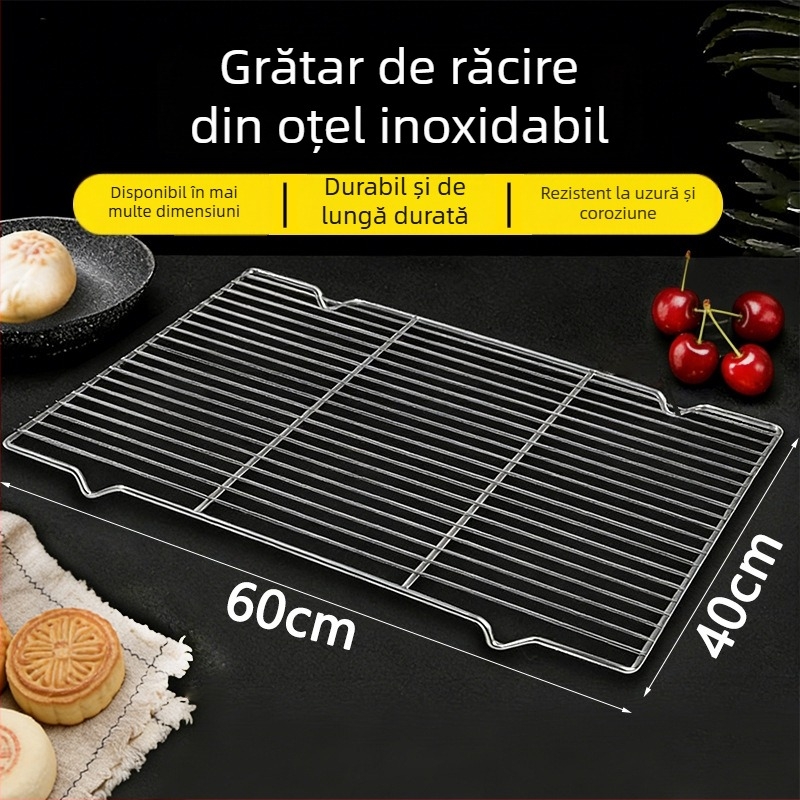 Raft de răcire din oțel inoxidabil pentru coacere pâine și prăjituri, cu picioare înalte, grătar din plasă pentru cuptor și grătar, utilizare comercială