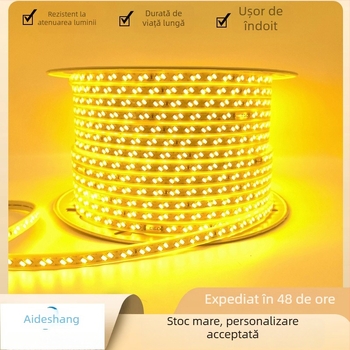 Bandă LED de înaltă tensiune, cu două rânduri, impermeabilă pentru exterior, 220V, iluminare ambientală difuză
