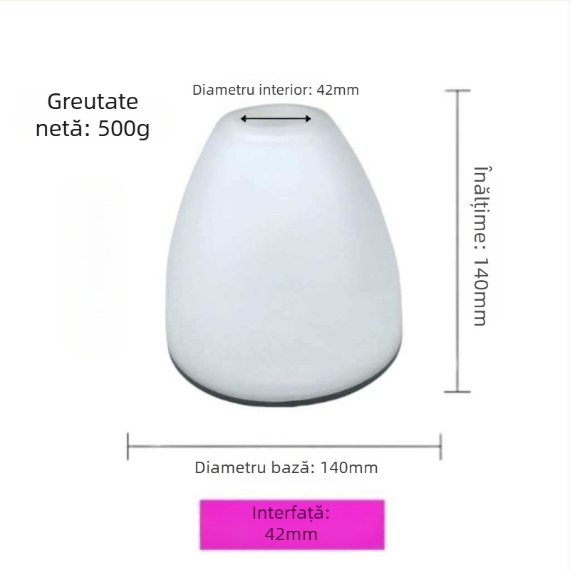 Abajur conic din sticlă mată, cu margine albă, pentru lampă suspendată rotundă de dining – accesoriu curbat universal
