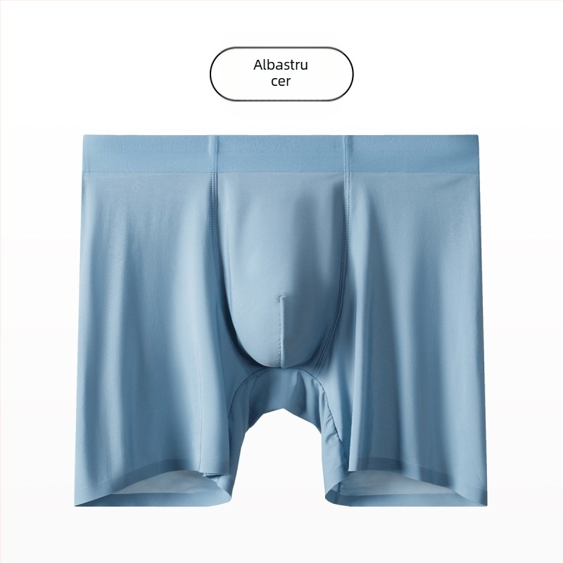 Boxeri bărbați din material Ice Silk, anti-frecare, fără cusături, cu picioare lungi, lungime extinsă