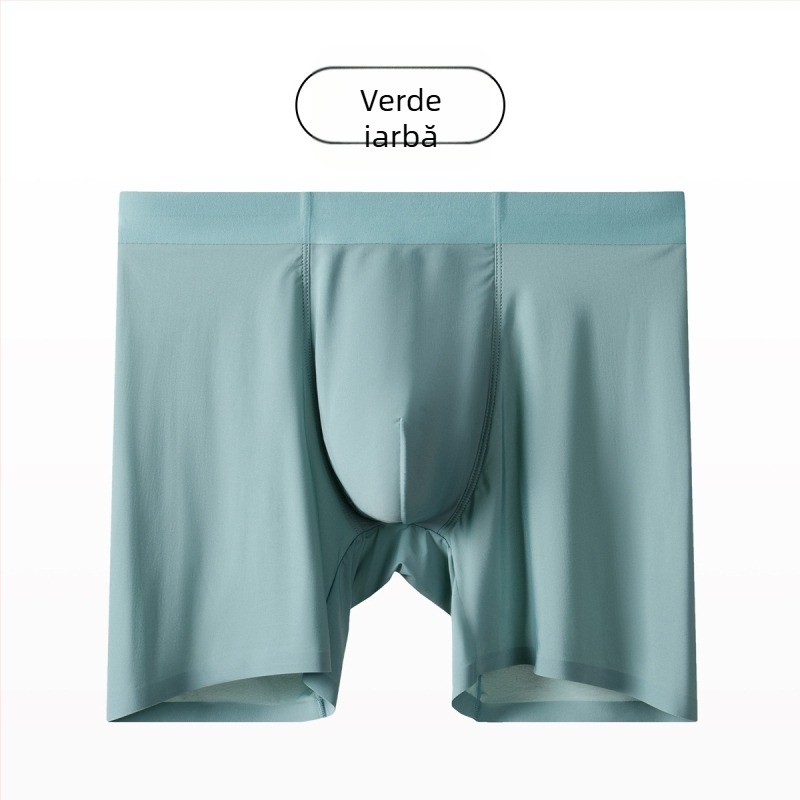 Boxeri bărbați din material Ice Silk, anti-frecare, fără cusături, cu picioare lungi, lungime extinsă