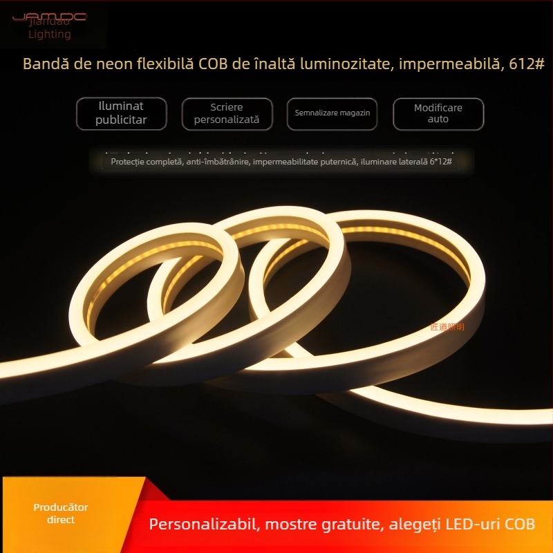 Bandă LED flexibilă de înaltă tensiune 6×12 pentru publicitate, stil DIY, 110V emisie laterală, bandă din silicon, impermeabilă