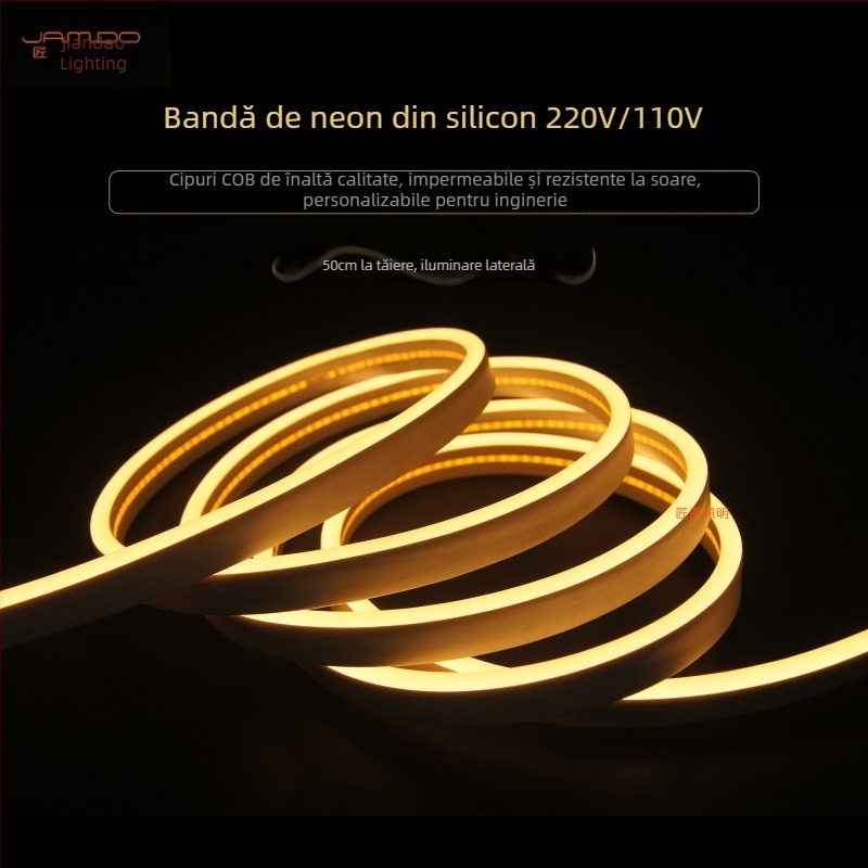 Bandă LED flexibilă de înaltă tensiune 6×12 pentru publicitate, stil DIY, 110V emisie laterală, bandă din silicon, impermeabilă