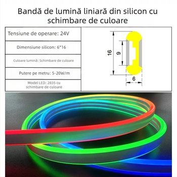 Bandă LED neon din silicon 24V, iluminare dublă, pentru exterior, 120 LED 5050