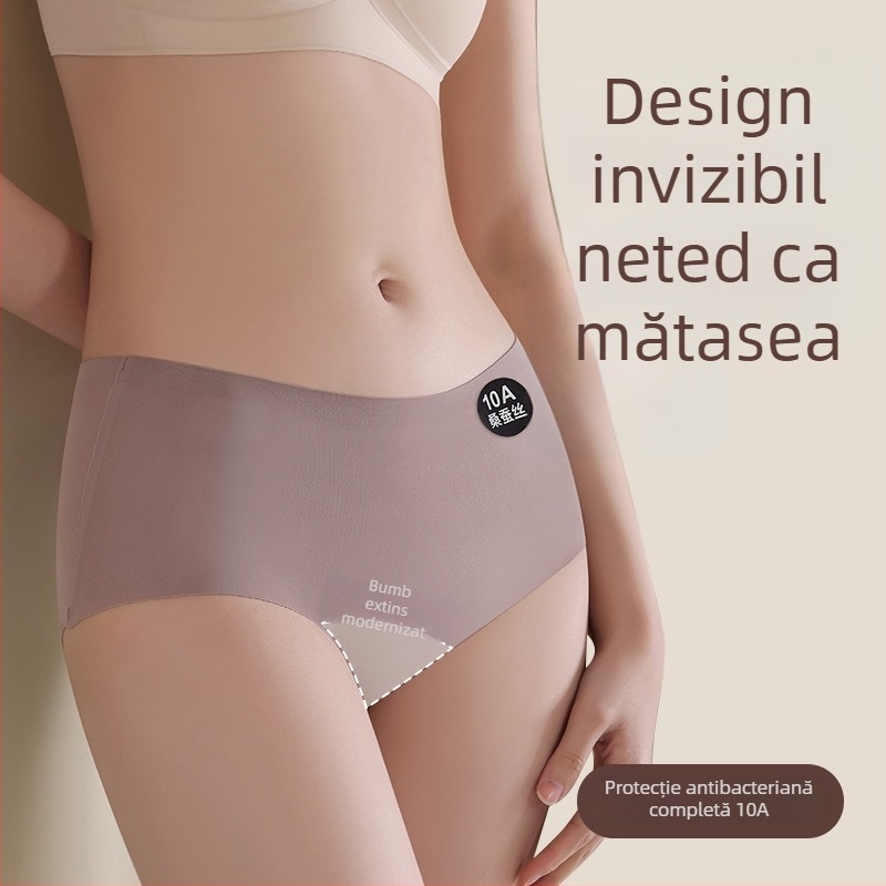 Chiloți antibacteriali de vară din Ice Silk, pentru femei, yoga, talie medie, căptușeală de crotch din mătase Mulberry
