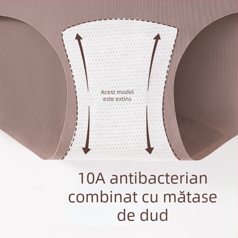 Chiloți antibacteriali de vară din Ice Silk, pentru femei, yoga, talie medie, căptușeală de crotch din mătase Mulberry