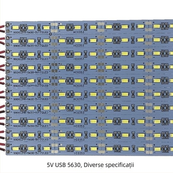 Bandă LED 5630, 5V, 72 LED-uri, lampă USB pentru birou și noptiere, cu telecomandă reglabilă