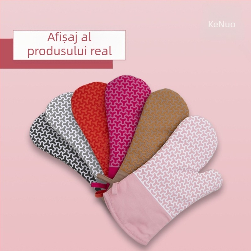Mănuși din silicon pentru cuptor cu microunde – groase, izolante termice, rezistente la temperaturi înalte, model geometric hexagon, durabile