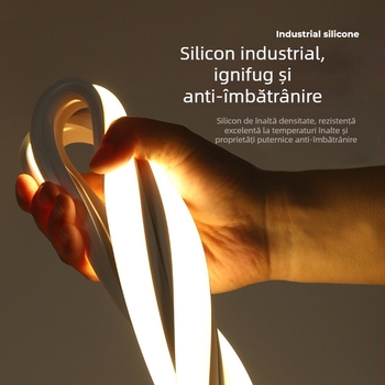 Bandă LED din silicon 220V – flexibilă, impermeabilă, monocromă, 180 LEDuri 3528, 8W, bandă decorativă lungă