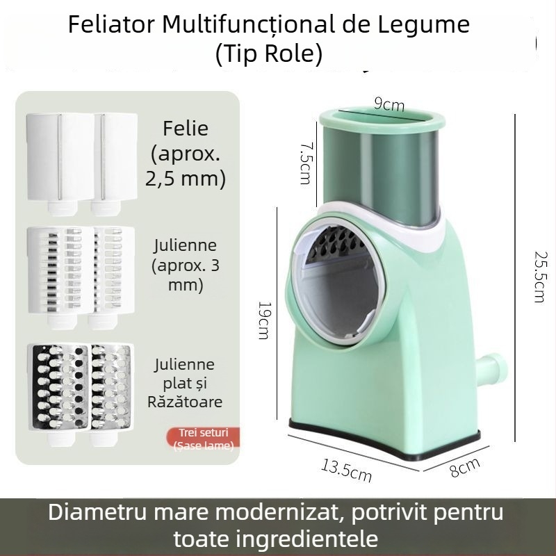 Tăietor universal de legume cu lame pentru felii, răzuire și feliere; tăietor pentru carne; potrivit pentru cartofi și lămâi