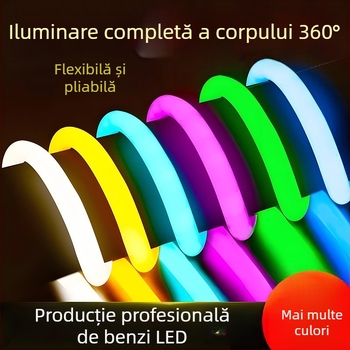Bandă LED flexibilă 220V, monocromată, în formă S, pentru exterior, impermeabilă, iluminare ambientală de înaltă intensitate, lungime 1 m, 10W, 144 LED, unghi de fascicul 360°