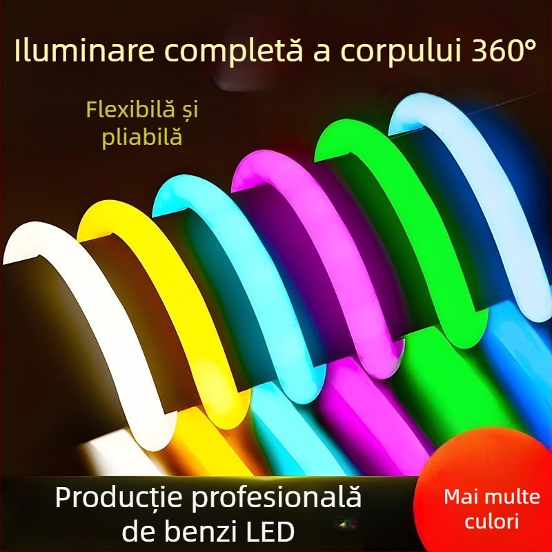 Bandă LED flexibilă 220V, monocromată, în formă S, pentru exterior, impermeabilă, iluminare ambientală de înaltă intensitate, lungime 1 m, 10W, 144 LED, unghi de fascicul 360°