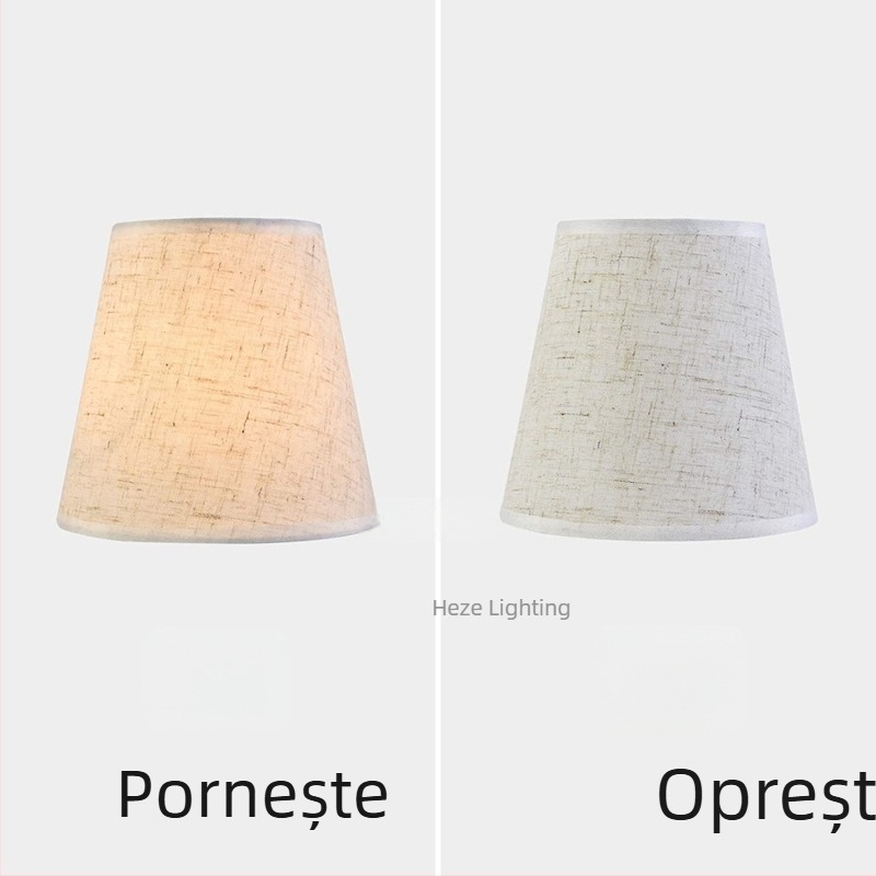 Abajur din pânză pentru veioza de perete și lustra, culoare de in, stil clip-bubble