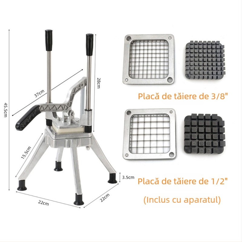 Tăietor manual multifuncțional pentru bucătărie, pentru fâșii și cuburi, design vertical, aparat portabil pentru cartofi prăjiți