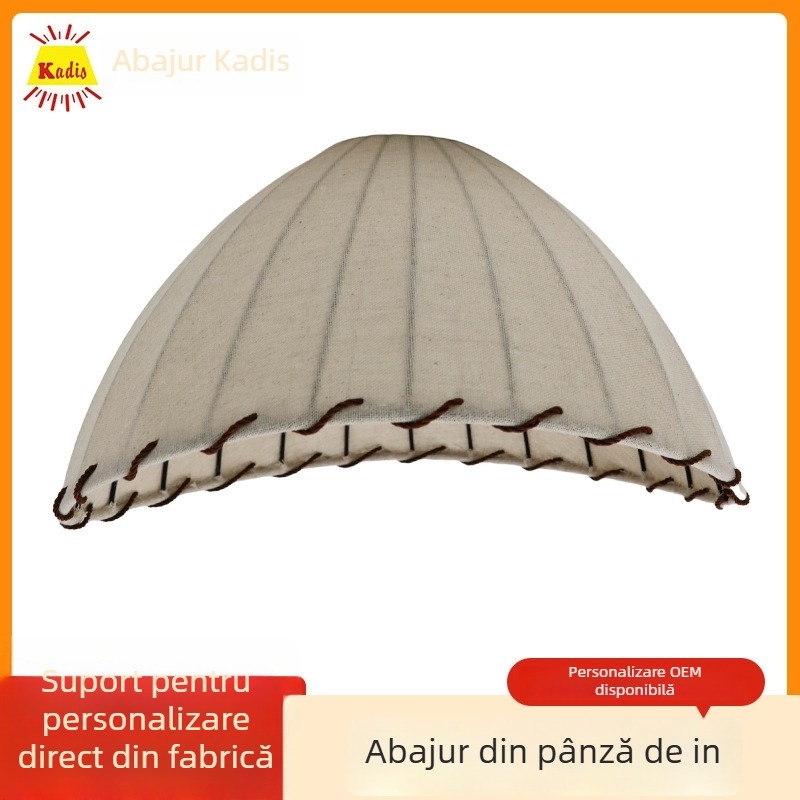 Abajur din pânză de in pentru lămpi suspendate, de masă și de podea; abajur rotund pentru lampă de perete