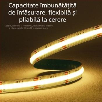 Bandă LED COB RGB – tensiune joasă, schimbare de culoare, iluminare uniformă pentru decor ambiental și iluminare de scenă, luminozitate înaltă