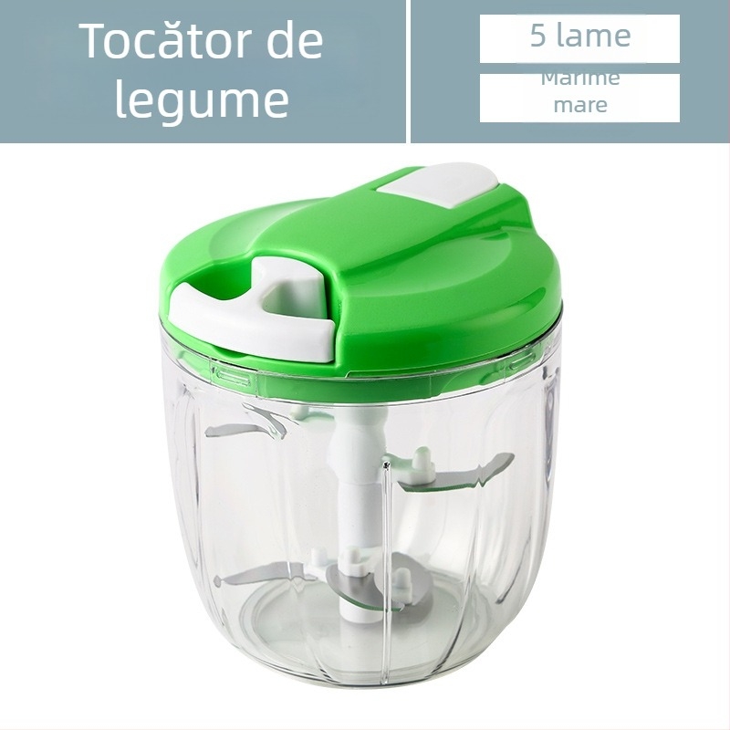 Presă de usturoi compactă, cu mâner de tragere și design colorat, pentru prepararea hranei bebelușilor și uz casnic, tocător de legume multifuncțional