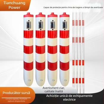 Capac de protecție pentru lampa de avertizare cu cablu de tras, model reflexiv roșu/alb/negru/galben, pentru cabluri de fibră optică și stâlpi electrici