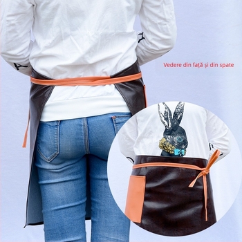Șorț de bucătărie din piele, semi-lung, impermeabil, rezistent la ulei, unisex, stil occidental