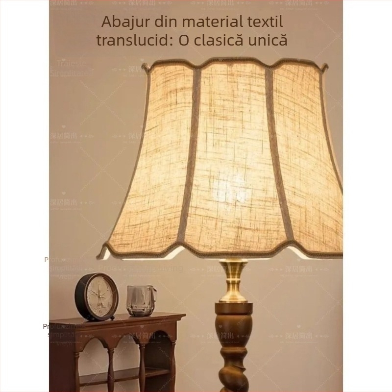 Abajur din țesătură de in pentru dormitor și veioză de podea, stil american și design european modern.