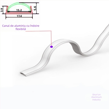 Kit de carcasă pentru LED liniar cu canal din aluminiu, accesorii pentru bandă LED rigidă, abajur PC, aluminiu subțire flexibil