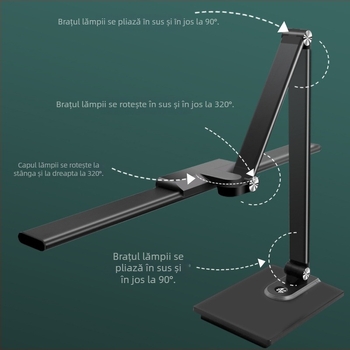Lampă de birou cu clips pentru lucru la calculator și citit, protecție pentru ochi, luminozitate reglabilă, anti-lumină albastră