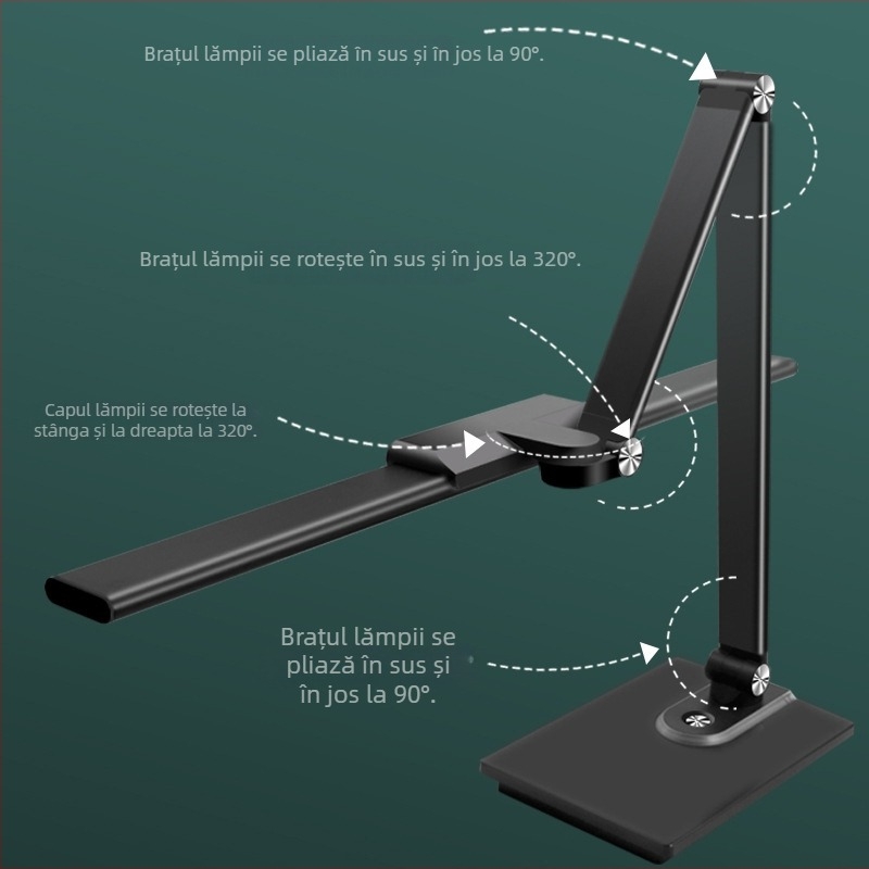 Lampă de birou cu clips pentru lucru la calculator și citit, protecție pentru ochi, luminozitate reglabilă, anti-lumină albastră