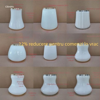 Set complet de abajururi E14, stil european, din sticlă lăptoasă opal mat, pentru candelabre de dining și veioze moderne de vilă