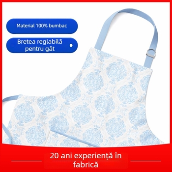 2025 Șorț din bumbac 100%, impermeabil, cu model imprimat personalizabil pentru uz casnic