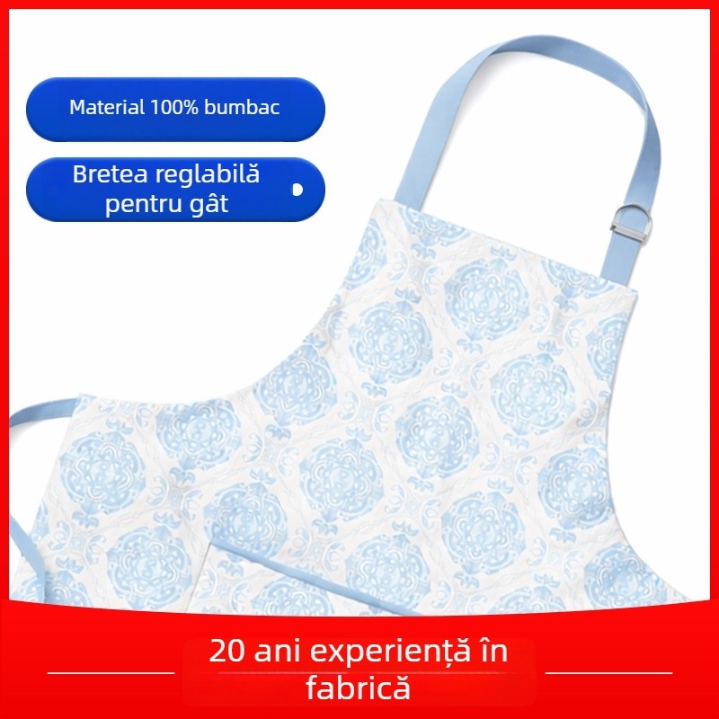 2025 Șorț din bumbac 100%, impermeabil, cu model imprimat personalizabil pentru uz casnic