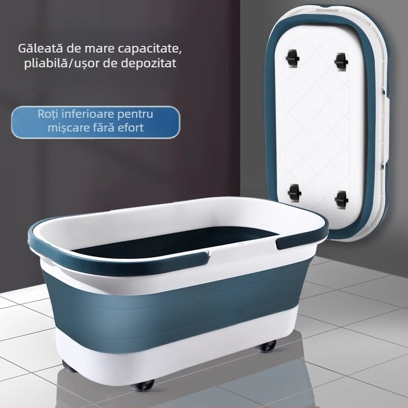 Găleată de mop din plastic pliabilă pentru uz casnic, dreptunghiulară, cu capacitate mare, durabilă și ușor de transportat