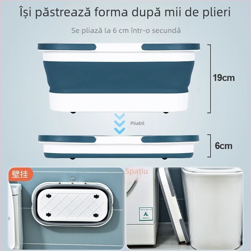 Găleată de mop din plastic pliabilă pentru uz casnic, dreptunghiulară, cu capacitate mare, durabilă și ușor de transportat