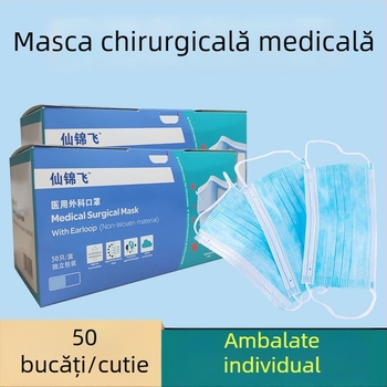 Xianjinfei Mască medicală de unică folosință – mască chirurgicală cu trei straturi și strat melt-blown, ambalare individuală
