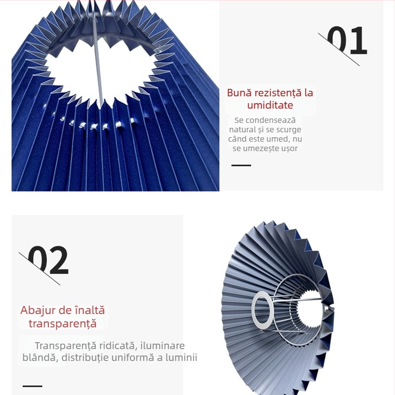 Abajur textil plisat pentru veioza de birou, lampă de masă sau lustru