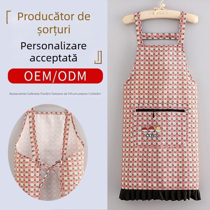 Șorț din bumbac impermeabil, cu mâneci lungi, pentru femei, bucătărie și gătit acasă