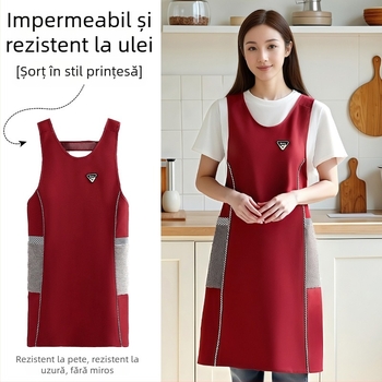 Șorț fără mâneci impermeabil pentru bucătărie, rezistent la ulei și uzură, culoare solidă, design minimalist, mărime universală