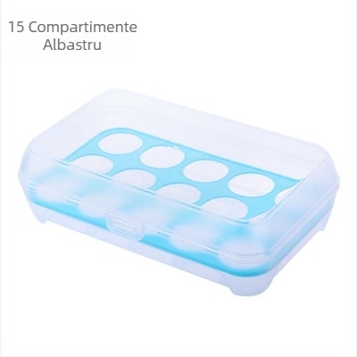 Cutie de ouă cu 15 compartimente pentru bucătărie, frigider și picnic, tavă de plastic portabilă