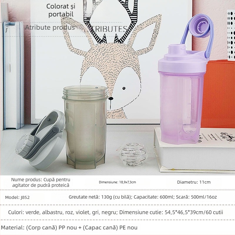 Pahar pentru proteine și shake, din plastic, model nou, cu logo personalizabil
