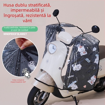 Husă impermeabilă pentru parbrizul frontal al bicicletelor electrice și motocicletelor, pentru toate anotimpurile