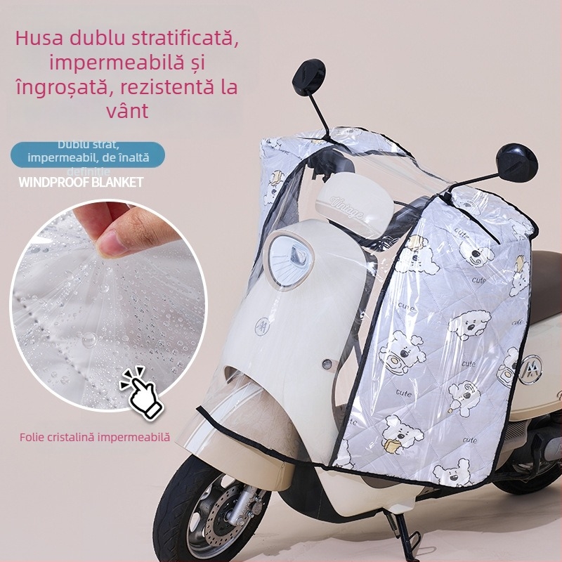 Husă impermeabilă pentru parbrizul frontal al bicicletelor electrice și motocicletelor, pentru toate anotimpurile