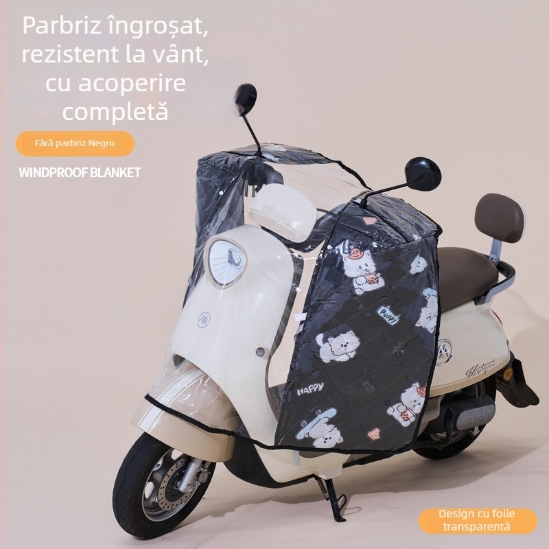 Husă impermeabilă pentru parbrizul frontal al bicicletelor electrice și motocicletelor, pentru toate anotimpurile