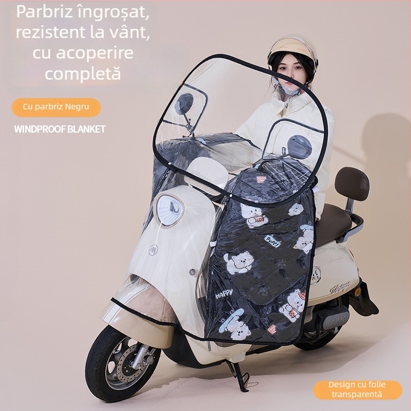 Husă impermeabilă pentru parbrizul frontal al bicicletelor electrice și motocicletelor, pentru toate anotimpurile