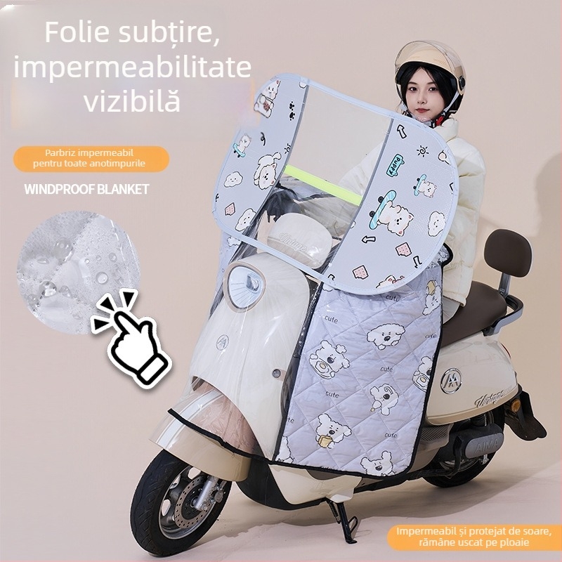 Husă impermeabilă pentru parbrizul frontal al bicicletelor electrice și motocicletelor, pentru toate anotimpurile
