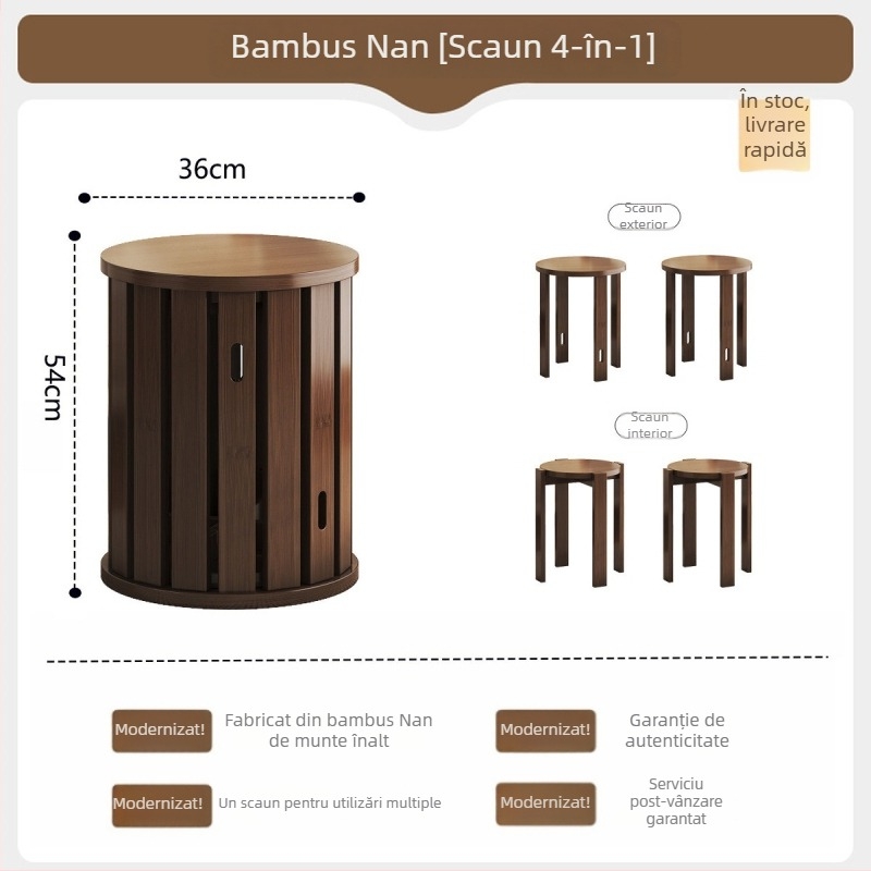 Masă laterală mobilă pentru living, potrivită pentru apartamente mici: măsuță de cafea, dulap lateral lângă canapea și noptiere, scaune tip Jenga, care pot fi stivuite