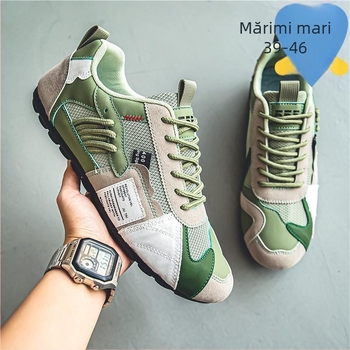 Pantofi sport pentru bărbați din canvas, cu panouri colorate, casual de iarnă, talpă antiderapantă, stil retro