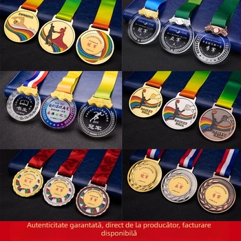 Medalie metalică personalizată pentru evenimente sportive – maraton și jocuri școlare