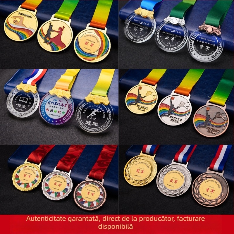 Medalie metalică personalizată pentru evenimente sportive – maraton și jocuri școlare