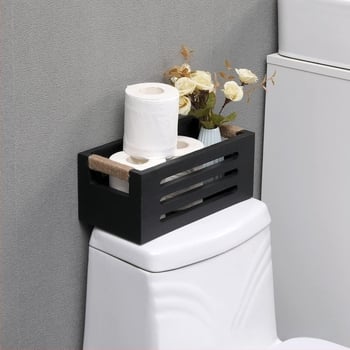 Cutie de depozitare din lemn masiv pentru birou și obiecte gospodărești, cu mâner, spațiu pentru hârtie igienică în baie, design minimalist