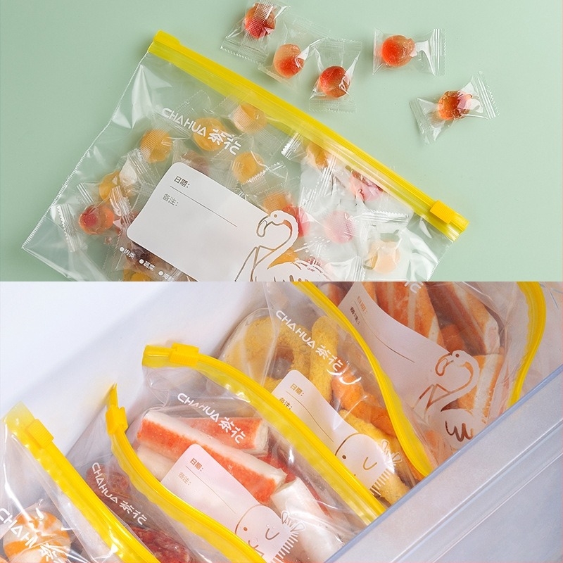 Camellia Serie Biologică: Pungă cu fermoar ușor de închis pentru depozitare în frigider a alimentelor proaspete și congelate, pungă 3D compactă