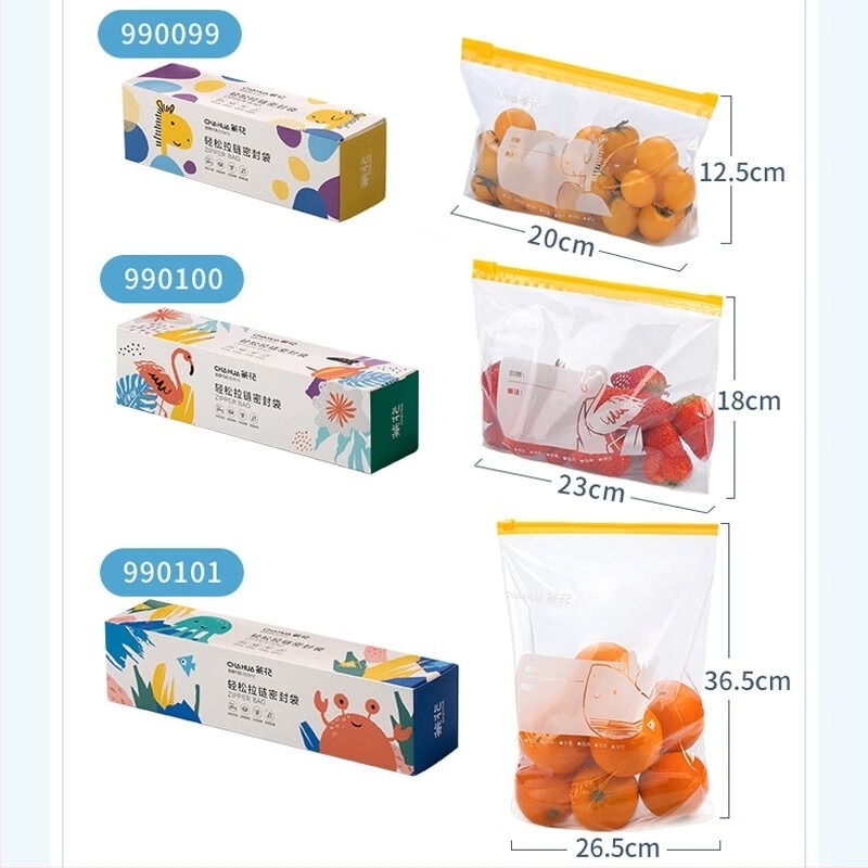 Camellia Serie Biologică: Pungă cu fermoar ușor de închis pentru depozitare în frigider a alimentelor proaspete și congelate, pungă 3D compactă